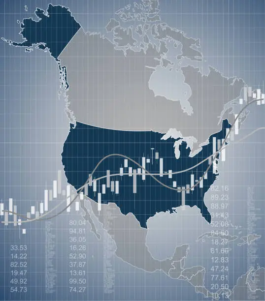 Vector illustration of Finance And Market Of The United States Of America