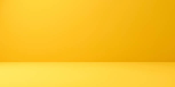 最小限のスタイルで鮮やかな夏の背景に空白の黄色のディスプレイ。製品を表示するための空白のスタンド。3d レンダリング。 - 黄色 ストックフォトと画像