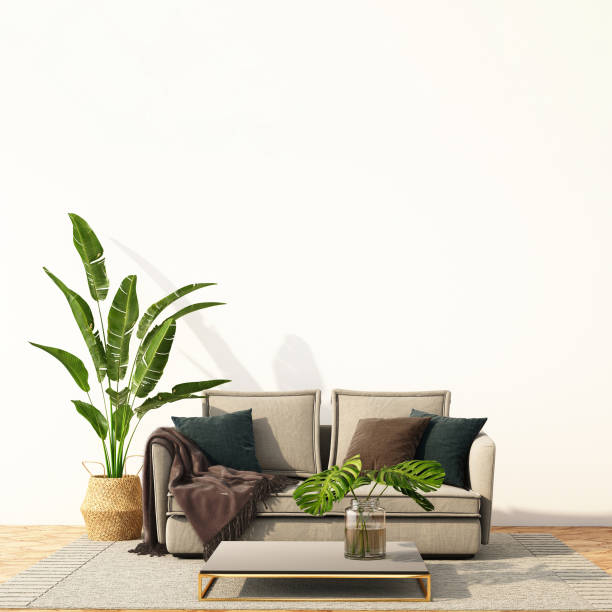 istock interior design with sofa on white wall and wooden floor,3d illustration.3d rendering 1205667732