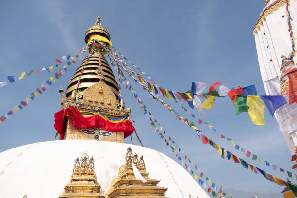 istock Nepal Kathmandu swayambhunath temple or Monkey temple is an ancient religious architecture  on hill in the Kathmandu Valley.Swayambhunath is a famous place tourist attrraction in Nepal. 1205670723