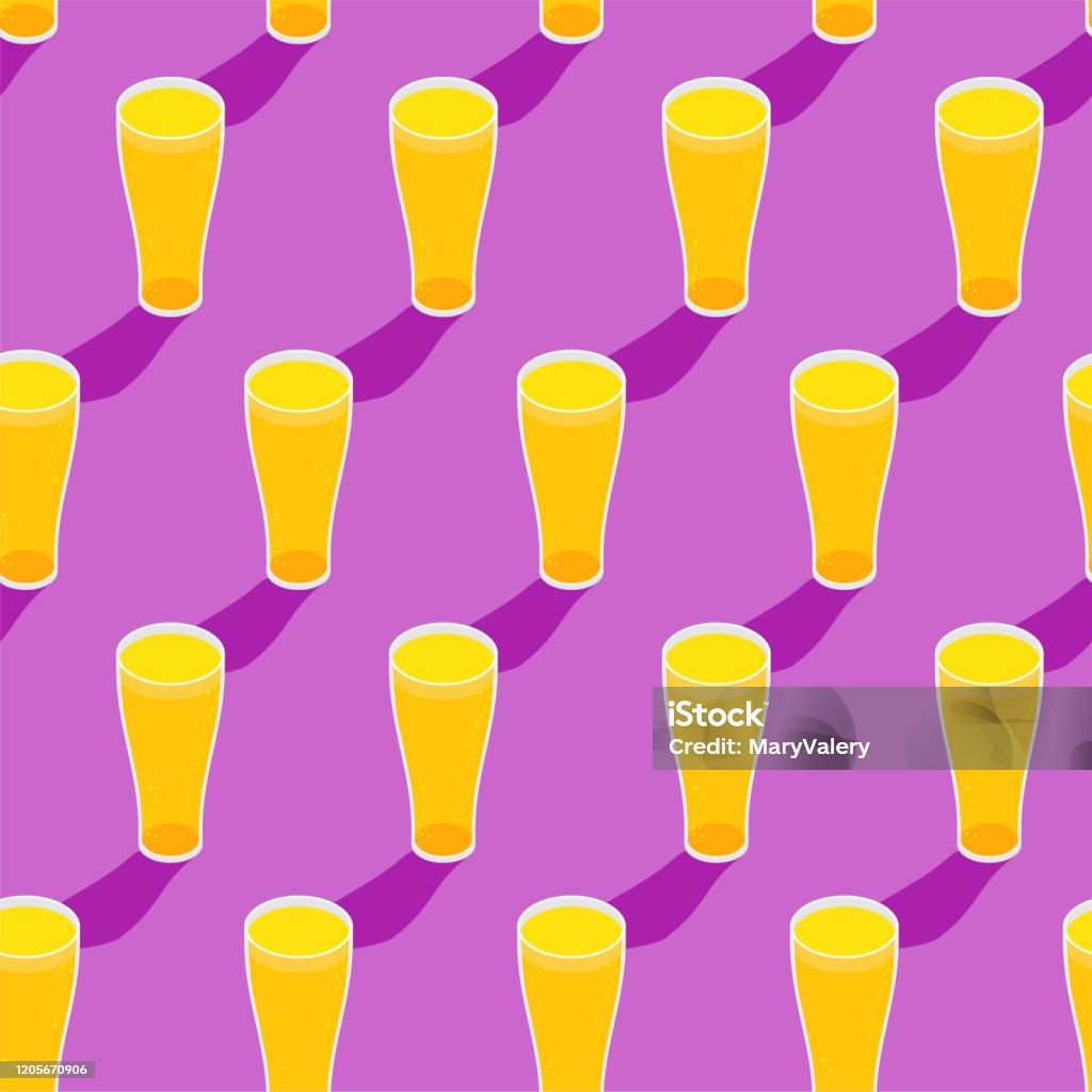 Glass Of Beer Pattern Seamless Alcohol Background Vector Texture Stock ...