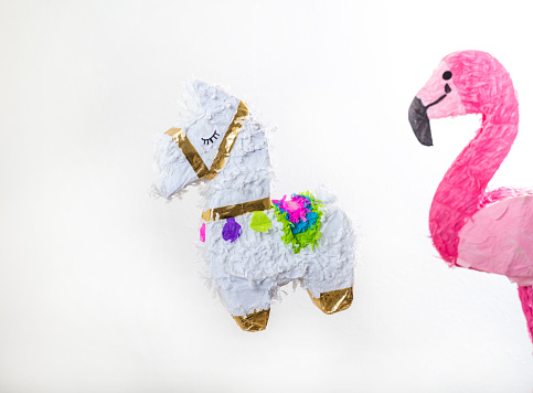In Studio Shots of Colorful Piñatas on White Background part of a series (Shot with Canon 5DS 50.6mp photos professionally retouched - Lightroom / Photoshop - original size 5792 x 8688 downsampled as needed for clarity and select focus used for dramatic effect)
