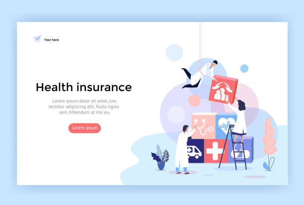 Health insurance concept illustrations. Health insurance concept illustrations, healthcare and medical services banner, perfect for web design, banner, mobile app, landing page, vector flat design patient designs stock illustrations