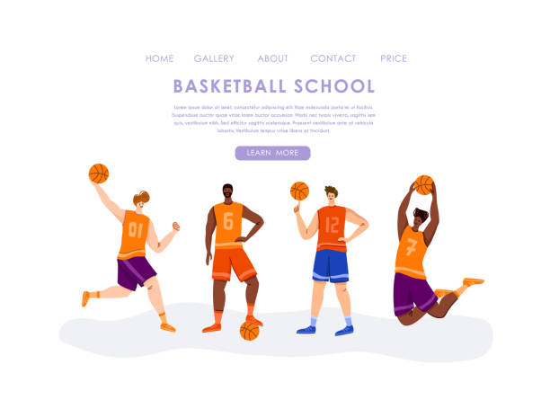 koncepcja sportowa koszykarza - basketball team sports healthy lifestyle isolated objects stock illustrations