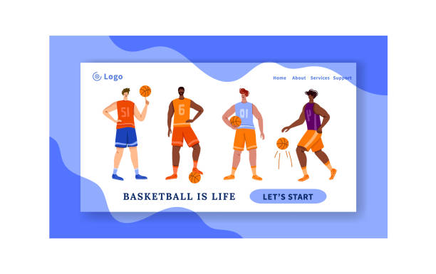 koncepcja sportowa koszykarza - basketball team sports healthy lifestyle isolated objects stock illustrations