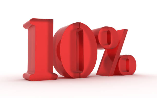 istock 10 percent on white background - 3D rendered image 1205685386