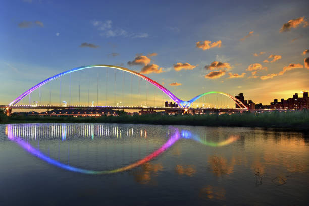 istock Crescent Bridge at the night Sinjhuang 1205687201