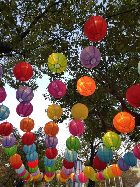 istock Handmade Fabric colorful lanterns for Chinese new year 1205688935