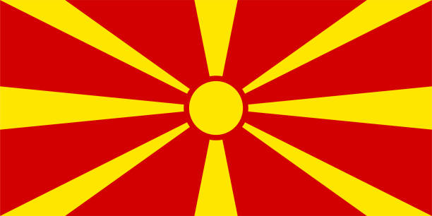 ilustraciones, imágenes clip art, dibujos animados e iconos de stock de vector north macedonia flag design - bandera de macedonia del norte