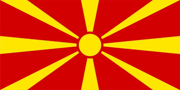 Vector illustration of Vector North Macedonia Flag Design