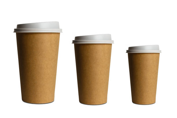 istock Coffee drinking cup sizes blank Takeaway paper, carton or cardboard coffee cup different size isolated on white background including clipping path. 1205697694
