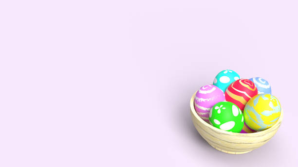 istock Easter eggs in wood bowl 3d rendering for holiday content. 1205698231