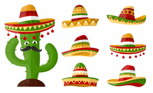 Ilustración de Cactus De Dibujos Animados Mexicanos Con Conjunto De  Sombreros Con Coloridos Adornos De Arte Sombrero En Fondo Aislado Para Su  Diseño Vector y más Vectores Libres de Derechos de Sombrero