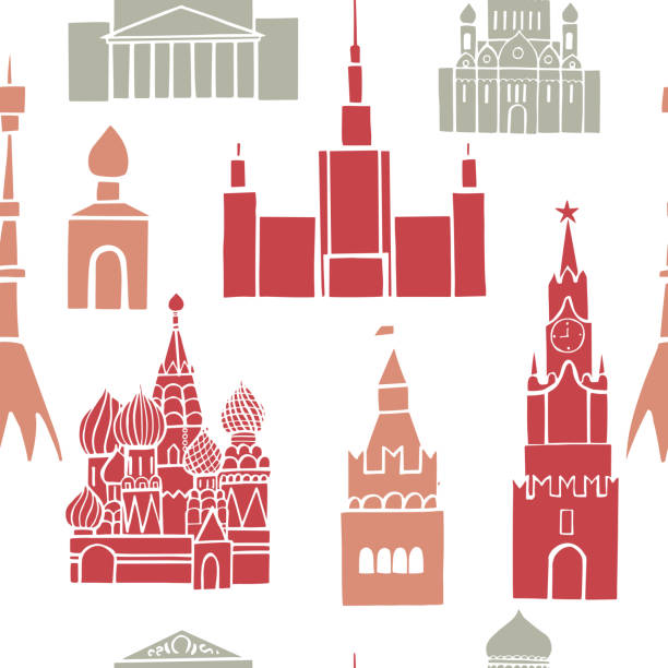 Moscow. Vector seamless pattern. Moscow. Vector seamless pattern. kremlin stock illustrations