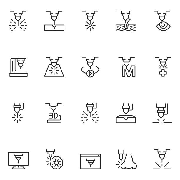 ikona laserové čáry - lékařský laser stock ilustrace