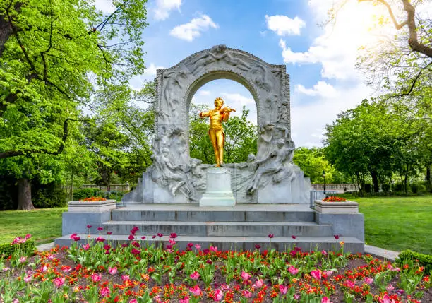 Johann Strauss monument in Stadtpark, Vienna, Austria
