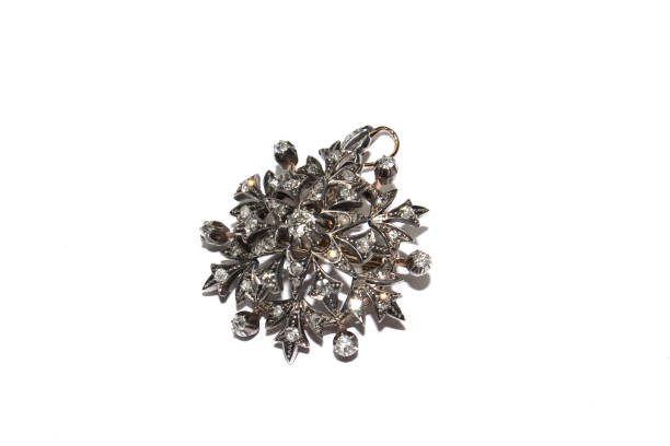 istock Beautiful Brooch Pendant Jewelry On White Background 1205703625