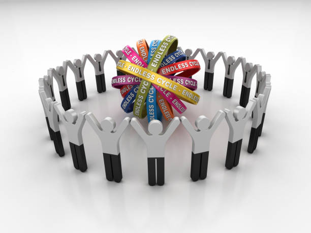 istock Pictogram Teamwork with ENDLESS CYCLE Ribbons- 3D Rendering 1205704168