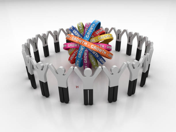 istock Pictogram Teamwork with GROWTH Ribbons- 3D Rendering 1205704215