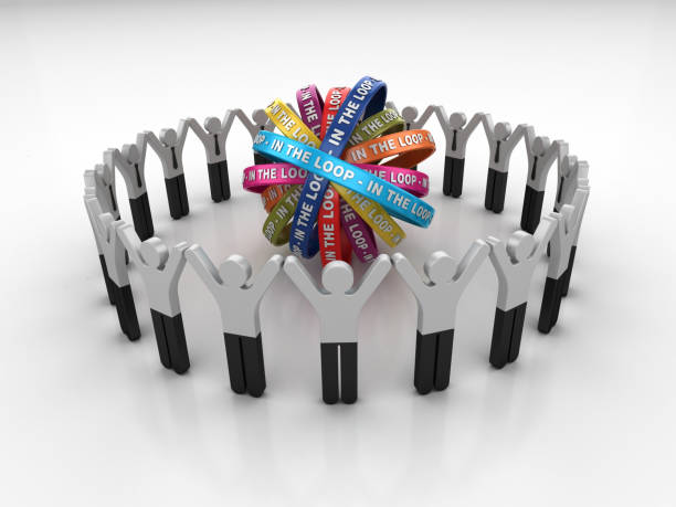 istock Pictogram Teamwork with IN THE LOOP Ribbons- 3D Rendering 1205704782