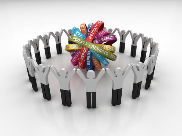 istock Pictogram Teamwork with REPEATS Ribbons- 3D Rendering 1205705330