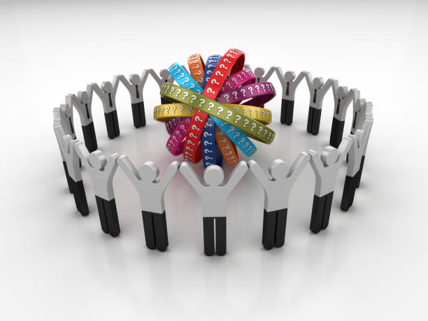 istock Pictogram Teamwork with QUESTION MARK Ribbons- 3D Rendering 1205705340