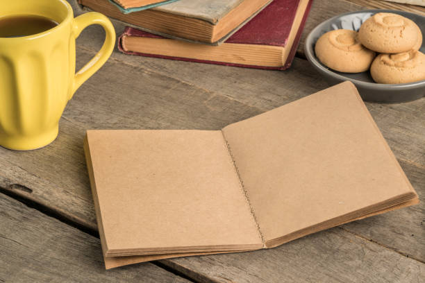 istock a blank notebook and coffee on a wooden table 1205716305