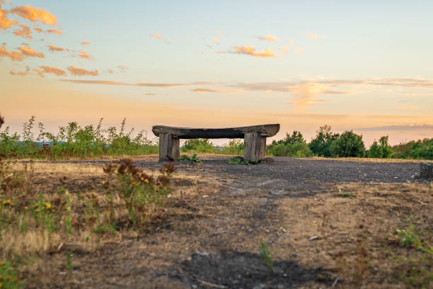 Bench on top of Halde Pattberg in Moers, North Rhine-Westfalia, Germany