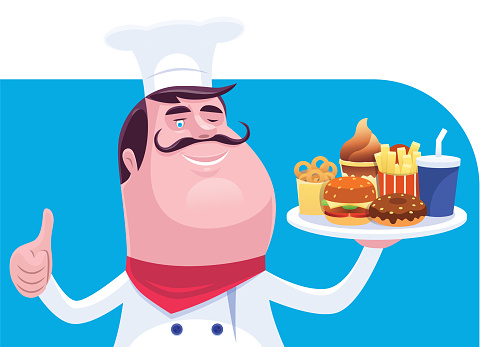 istock chef holding dish of fast food 1205723218