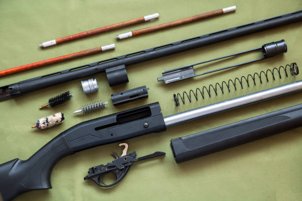 istock black disassembled shotgun and cleaning kit on the green background 1205723298