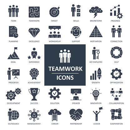 Teamwork Icons - Solid Bold Vector Illustration