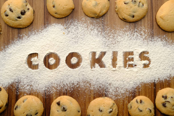 top view of many  fresh baked cookies on table