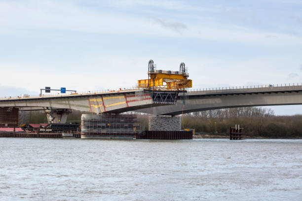 istock Large bridge construction site Schiersteiner Bruecke - A643, Germany 1205728836