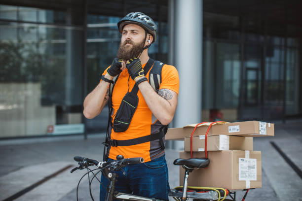 istock Delivery person on right address 1205734774