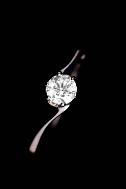 istock Close up  of diamond silver ring 1205738723