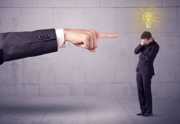 istock Boss blaming sales person with an idea 1205743792