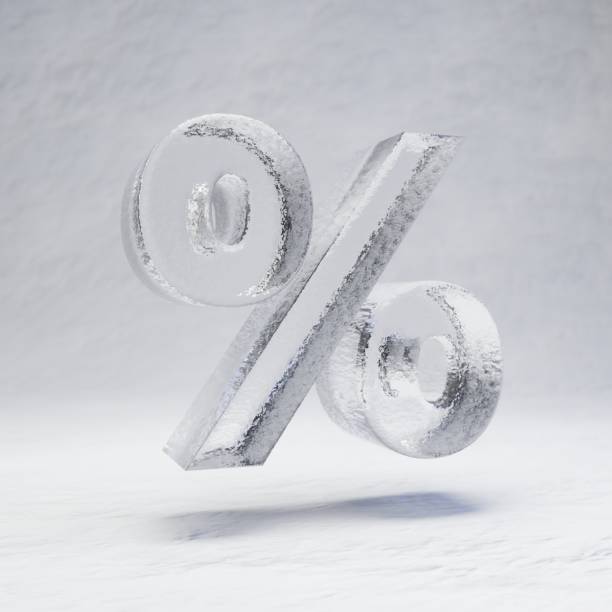 istock Ice percent symbol on snow background. 1205744680