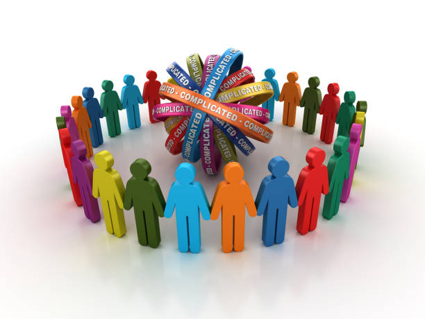 istock Pictogram Teamwork with COMPLICATED Ribbons- 3D Rendering 1205748421