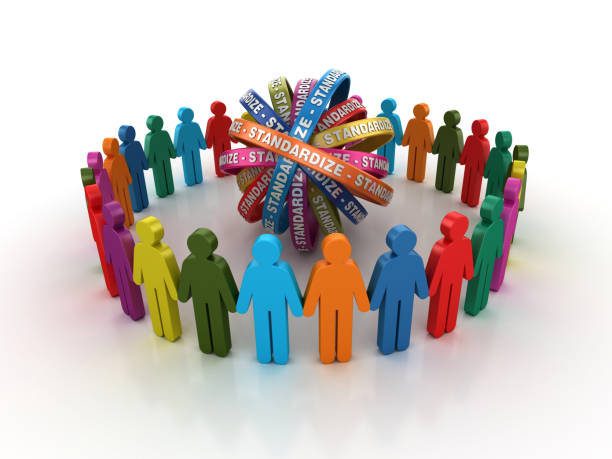 istock Pictogram Teamwork with STANDARIZE Ribbons- 3D Rendering 1205748668
