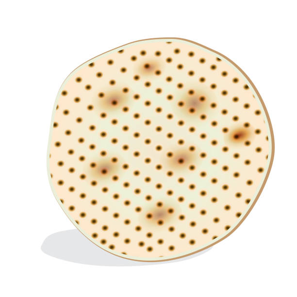 икона мацо, маца изолированы на белом фоне - еврейский традиционный хлеб для пасхи седер церемонии, pesach пластины, израиль, вектор иллюстраци - karpas stock illustrations