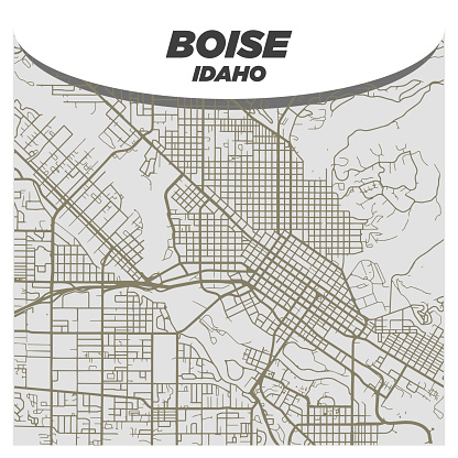 Flat White and Beige City Street Map of Boise Idaho on Modern Creative Background