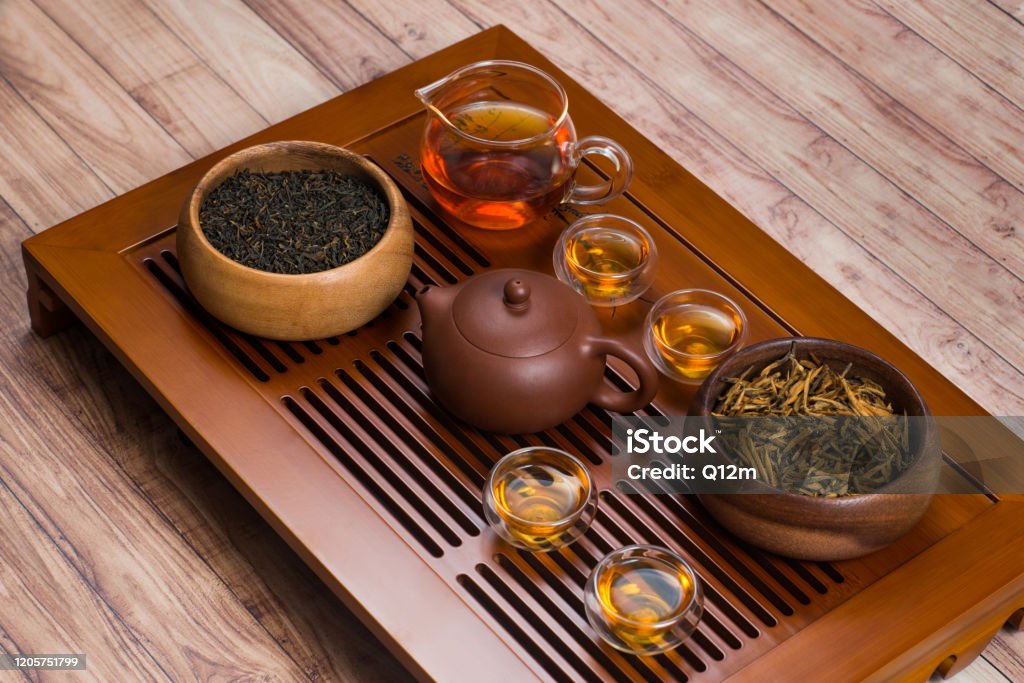 Chinese Tea Set On A Tea Table Stock Photo - Download Image Now -  Backgrounds, Black Tea, Bowl - Istock