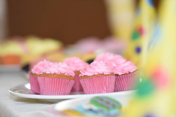 istock Beautiful Pink color Cupcakes on the plate. 1205753215