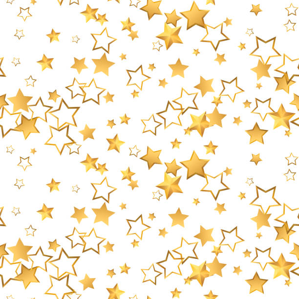 ilustrações, clipart, desenhos animados e ícones de padrão perfeito estrelas douradas confete - decoration seamless drop occupation