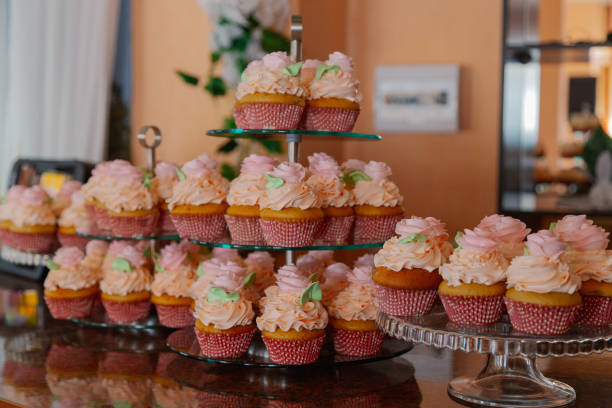istock Beautiful fresh cakes on the festive table 1205758324