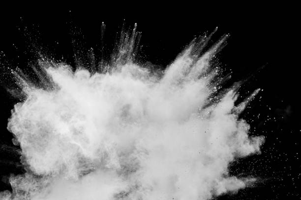 istock Abstract white powder explosion.White dust debris on black background. 1205761131