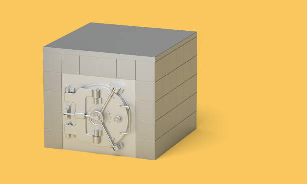 istock Vault Door Stock Photo on Yellow Background 1205761995