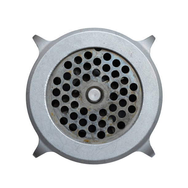 Meat grinder detail isolated on white background