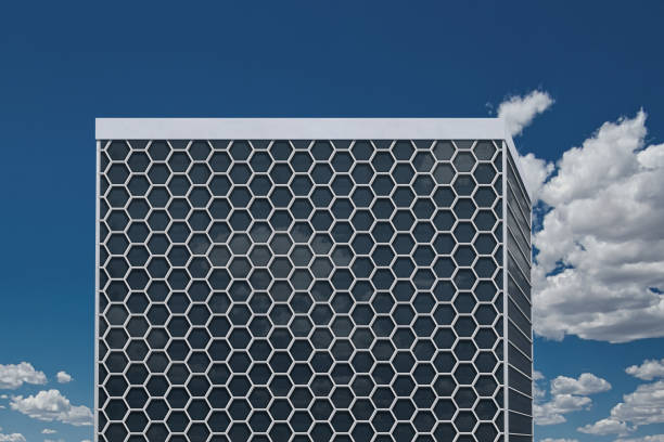 The roof of a lattice steel structure building