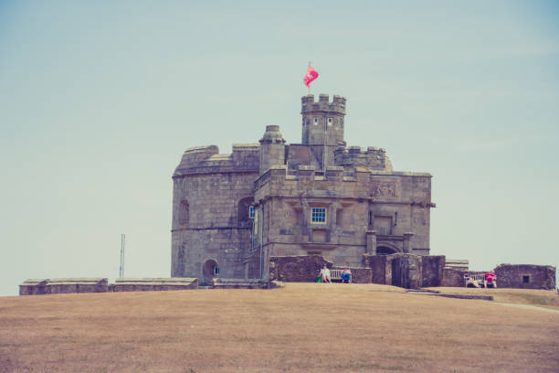 British flag is on the top of the Bargate. It is a medieval gatehouse in the city of Southampton, England. Constructed in Norman times as part of the Southampton town walls